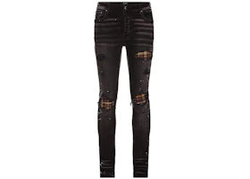 AMIRI MX1 Plaid Skinny Fit Jeans Aged Black
