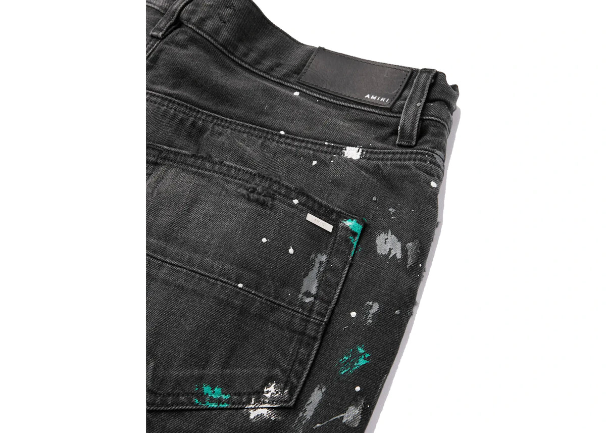 AMIRI Paint Splatter Denim Shorts Black - vue secondaire B