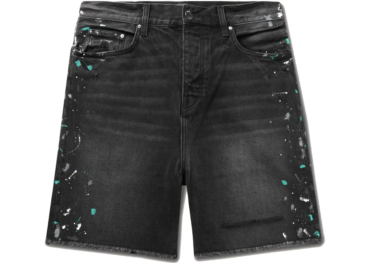 AMIRI Paint Splatter Denim Shorts Black - vue secondaire A