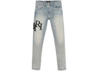 AMIRI Staggered Logo Skinny Jean Antique Indigo Black