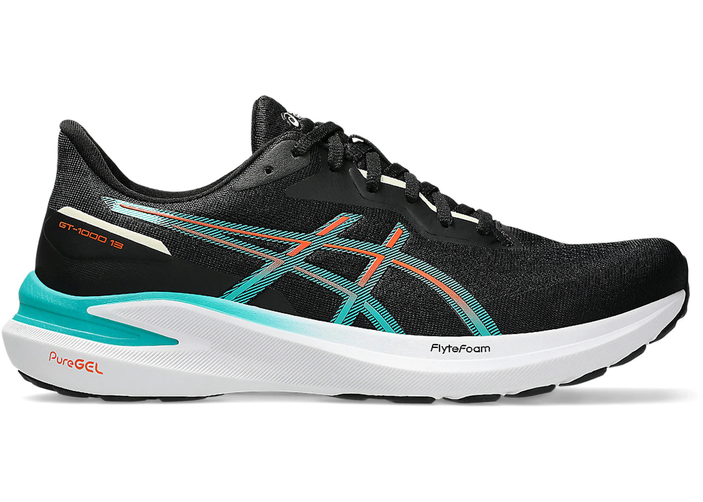 ASICS GT-1000 13 Black Wave Teal - vue secondaire A