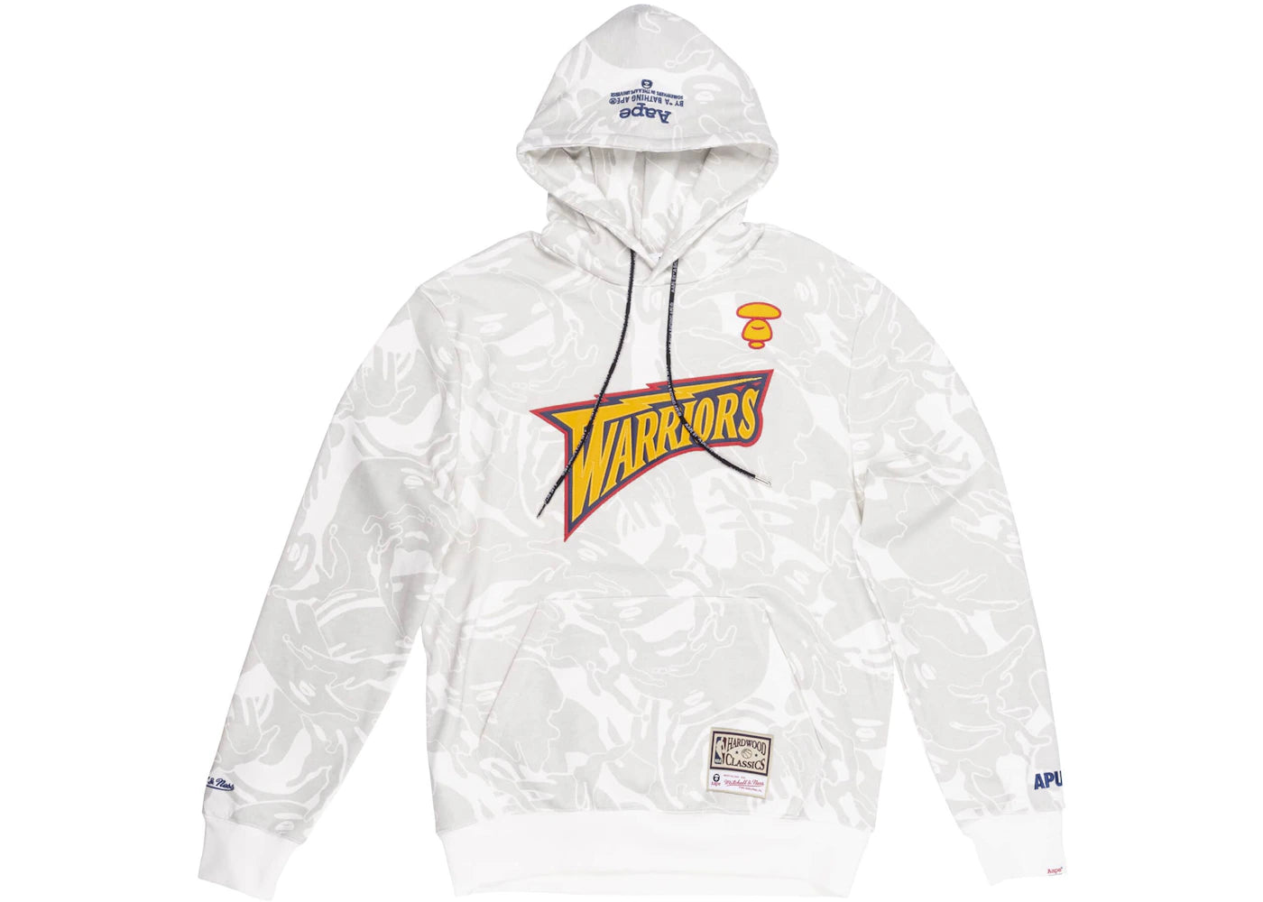 Aape x Mitchell & Ness Golden State Warriors Hoodie White - vue 360