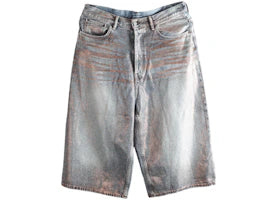 Acne Studios Core Wide Leg Denim Shorts Rose Copper Light Blue