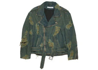 Acne Studios Distressed Denim Biker Jacket Blue/Green