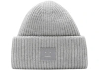 Acne Studios Large Face Logo Beanie Light Grey Melange