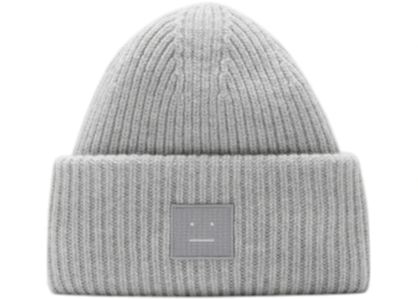 Acne Studios Large Face Logo Beanie Light Grey Melange - vue secondaire A