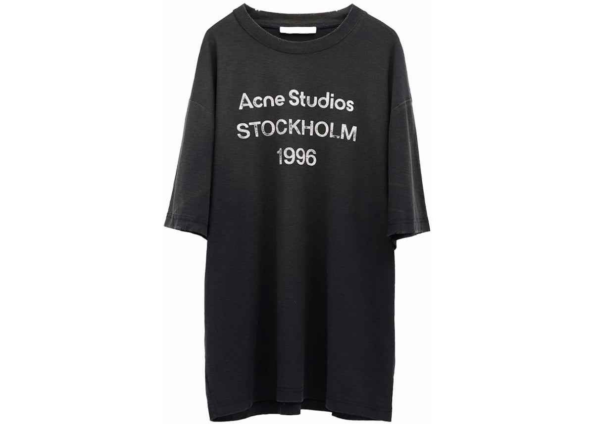 Acne Studios Logo T-Shirt Faded Black Bm0 - vue 360