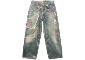 Acne Studios Vintage Chain Detail Loose Jeans Blue - vue 360