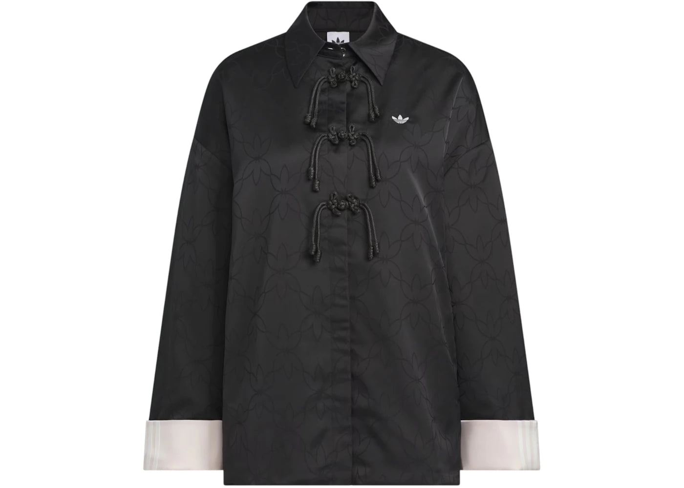 adidas Womens New Chinese Loose Fit Shirt Jacket (Asia Sizing) Black - vue 360