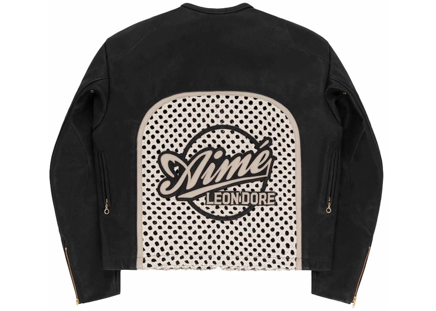 Aime Leon Dore Vanson Raffia Leather Jacket Black - vue secondaire B