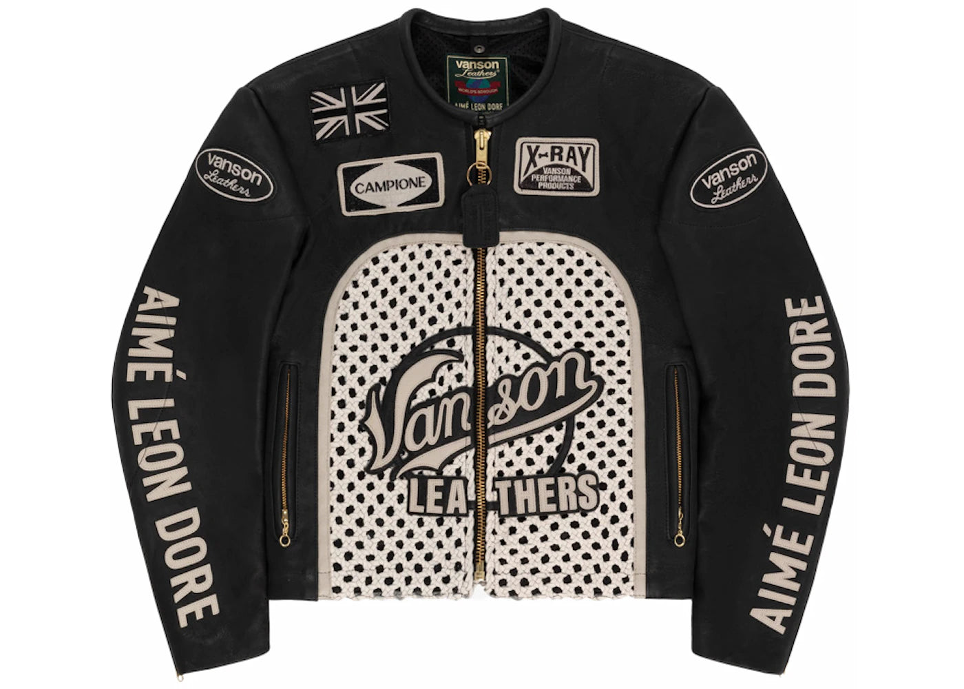 Aime Leon Dore Vanson Raffia Leather Jacket Black - vue secondaire A