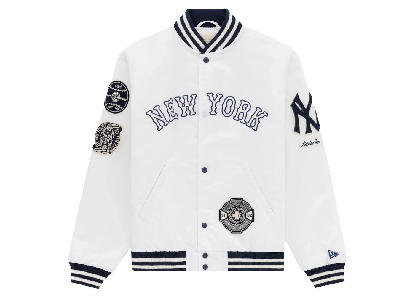 Aime Leon Dore Yankees Satin Stadium Jacket Cream - vue secondaire A