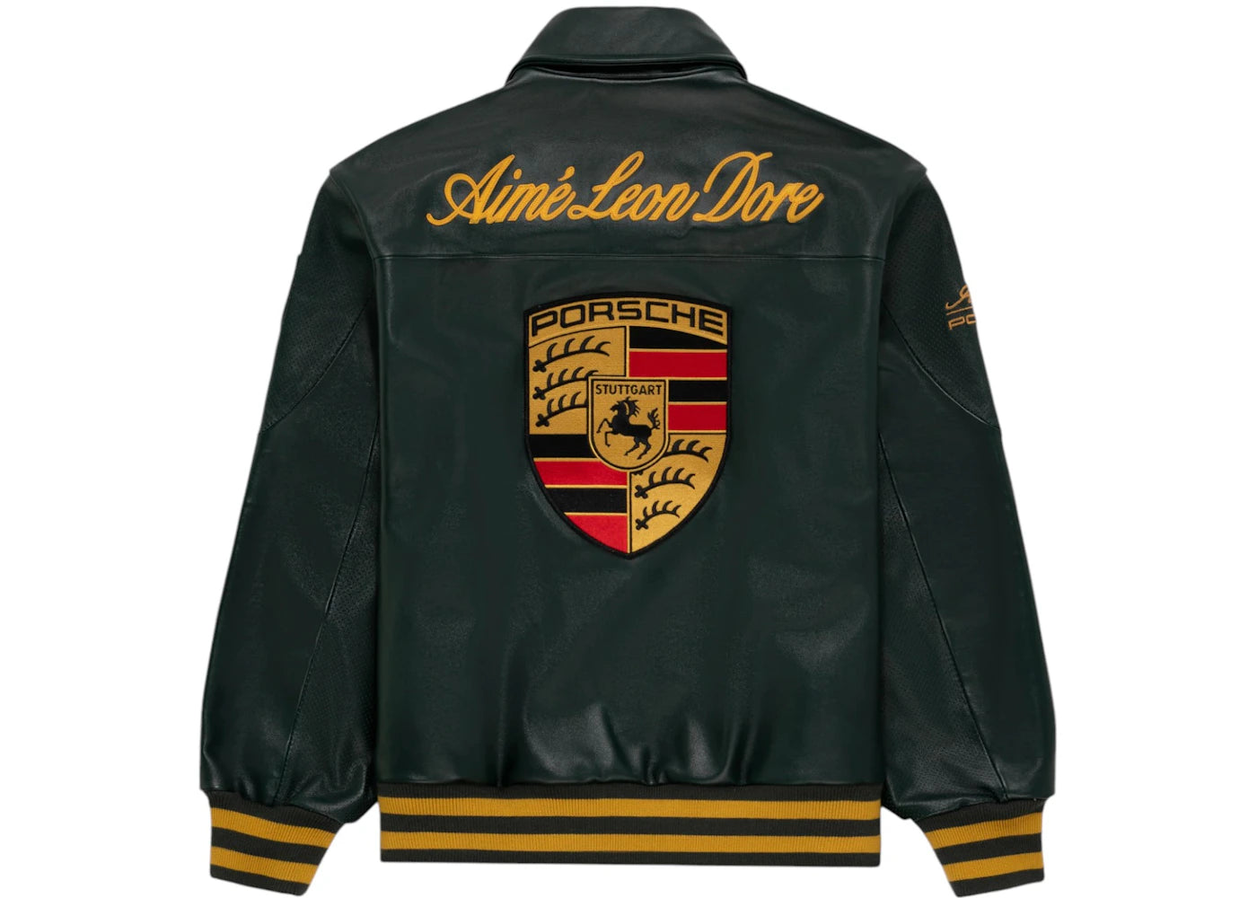 Aime Leon Dore x Porsche 993 Turbo Leather Club Jacket British Racing Green - vue secondaire A