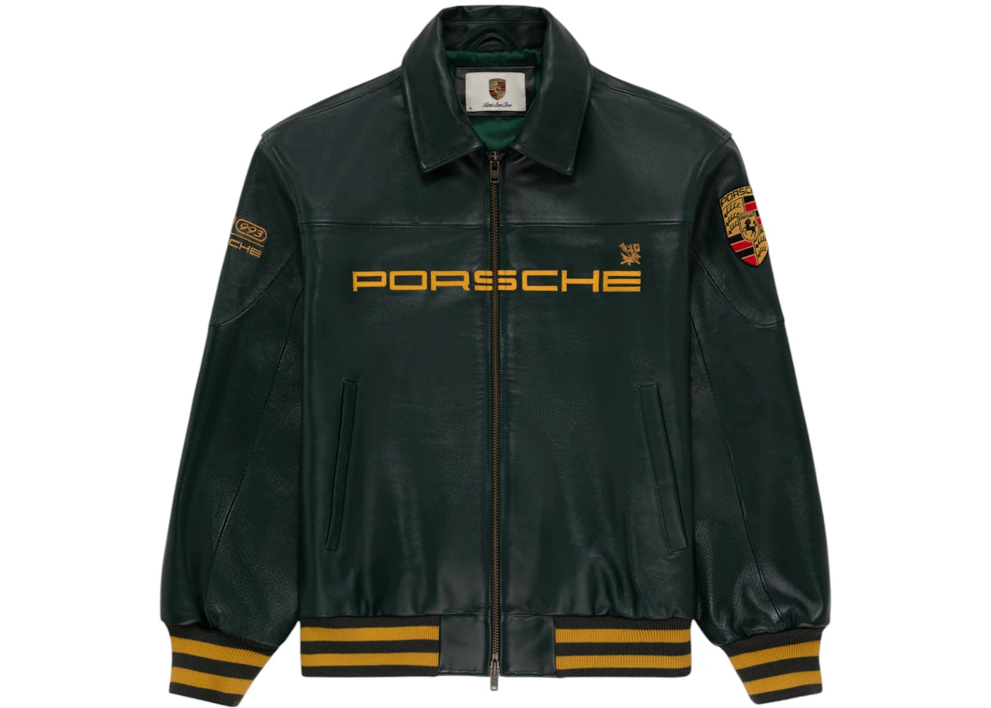 Aime Leon Dore x Porsche 993 Turbo Leather Club Jacket British Racing Green - vue 360