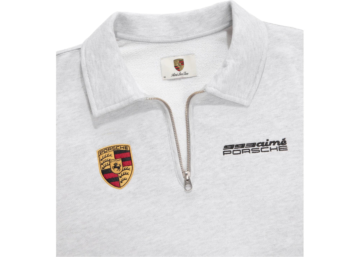 Aime Leon Dore x Porsche 993 Turbo Mechanic Viertelreißverschluss-Pullover Silbermix - vue secondaire A