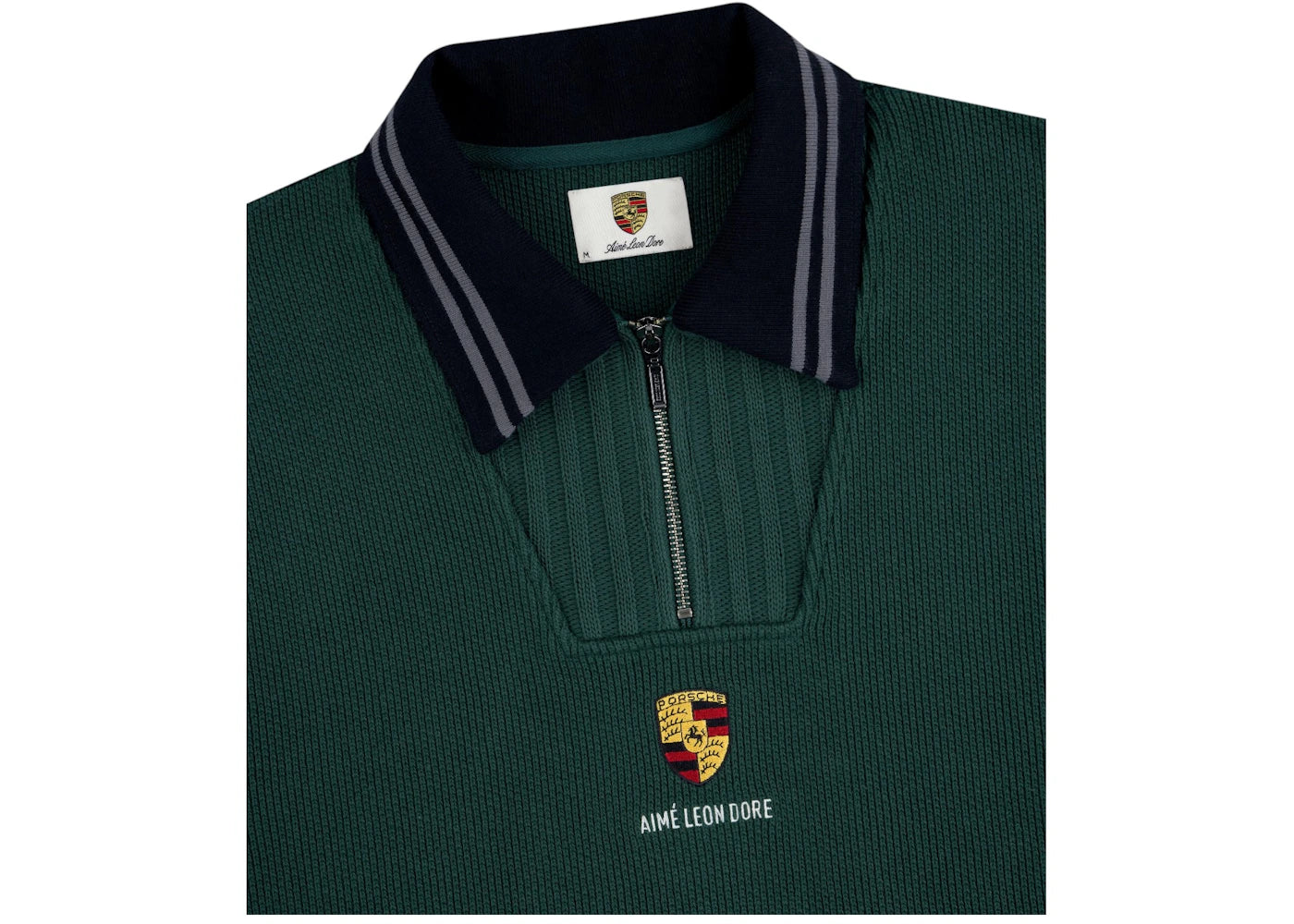 Aime Leon Dore x Porsche Jacquard Collar Quarter Zip Pullover Green - vue secondaire A