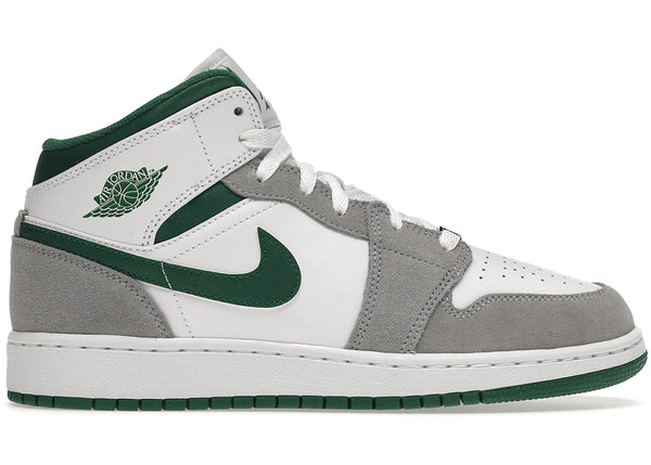Jordan 1 Mid SE White Pine Green Smoke Grey (GS) sneakers - authentic Jordan shoes