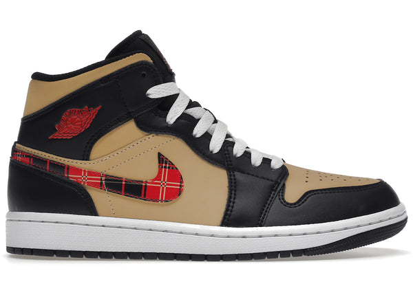 Air Jordan 1 Mid Tartan Swoosh sneakers - authentic Jordan shoes