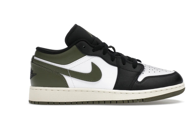 Jordan 1 Low Black Toe Medium Olive (GS) sneakers - authentic Jordan shoes