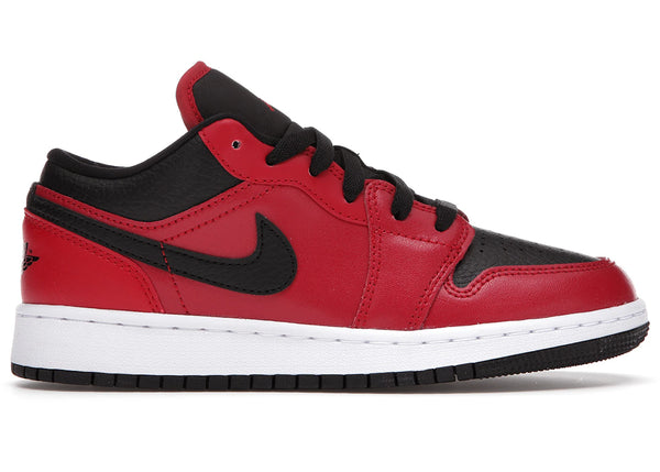 Jordan 1 Low Gym Red Black Pebbled (GS) sneakers - authentic Jordan shoes