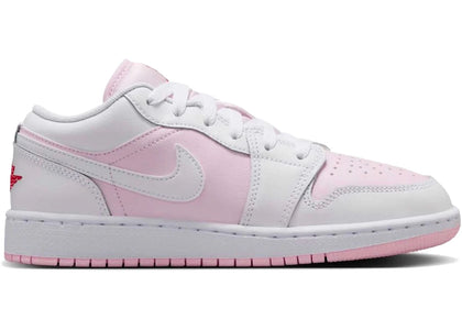 Jordan 1 Low Pink Foam Fire Red White (GS) - authentic Jordan sneakers