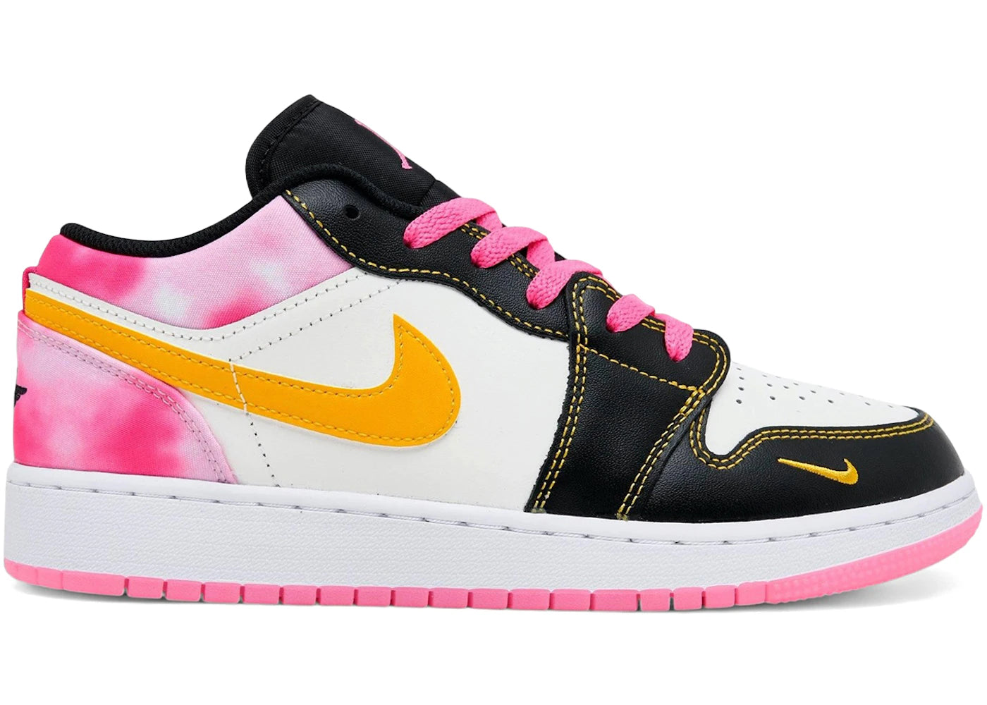 Jordan 1 Low SE Black Gold Hyper Pink (GS) - vue 360