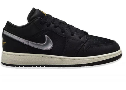 Jordan 1 Low SE Black Silver Sail Gold (GS) - sneakers view 2