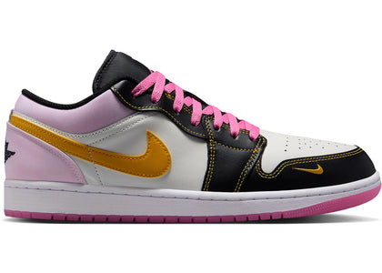 Jordan 1 Low SE Black University Gold Pinksicle (GS) - authentic Jordan sneakers