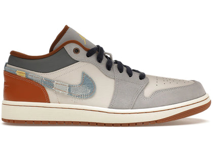 Jordan 1 Low SE Phantom Repaired Denim Swoosh - authentic Jordan sneakers