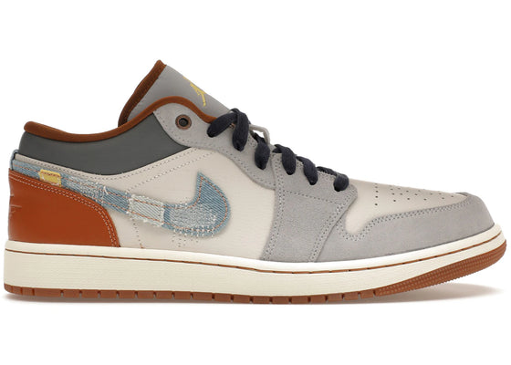 Jordan 1 Low SE Phantom Repaired Denim Swoosh sneakers - authentic Jordan shoes