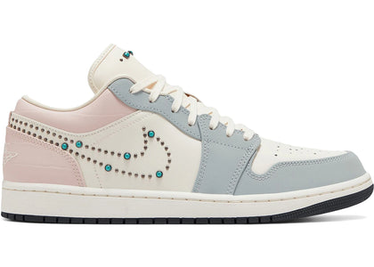 Jordan 1 Low Soft Pearl Gem Studded Swoosh - authentic Jordan sneakers