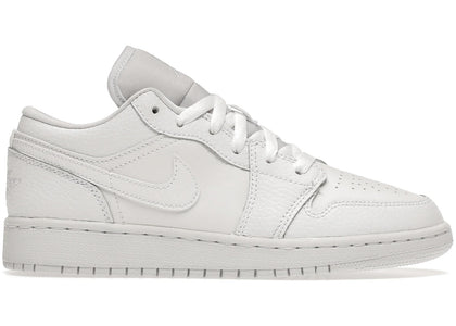 Jordan 1 Low Triple White Tumbled Leather (GS) - authentic Jordan sneakers