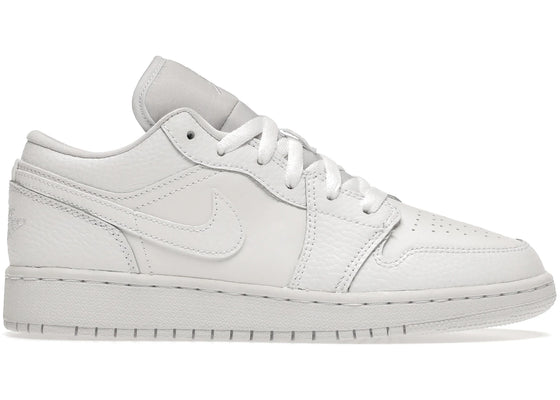 Jordan 1 Low Triple White Tumbled Leather (GS) sneakers - authentic Jordan shoes