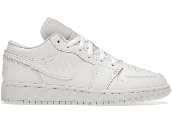Jordan 1 Low Triple White Tumbled Leather (GS) sneakers - authentic Jordan shoes