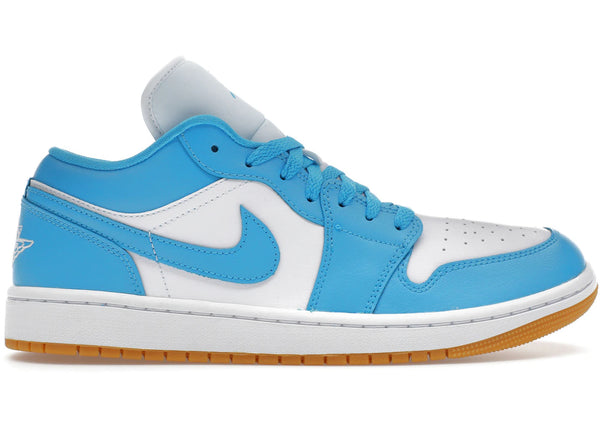 Jordan 1 Low White Gum Light Brown Dark Powder Blue (Women's) sneakers - authentic Jordan shoes
