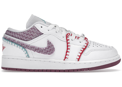 Jordan 1 Low White Light Bordeaux (GS) - authentic Jordan sneakers