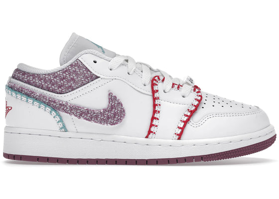 Jordan 1 Low White Light Bordeaux (GS) sneakers - authentic Jordan shoes