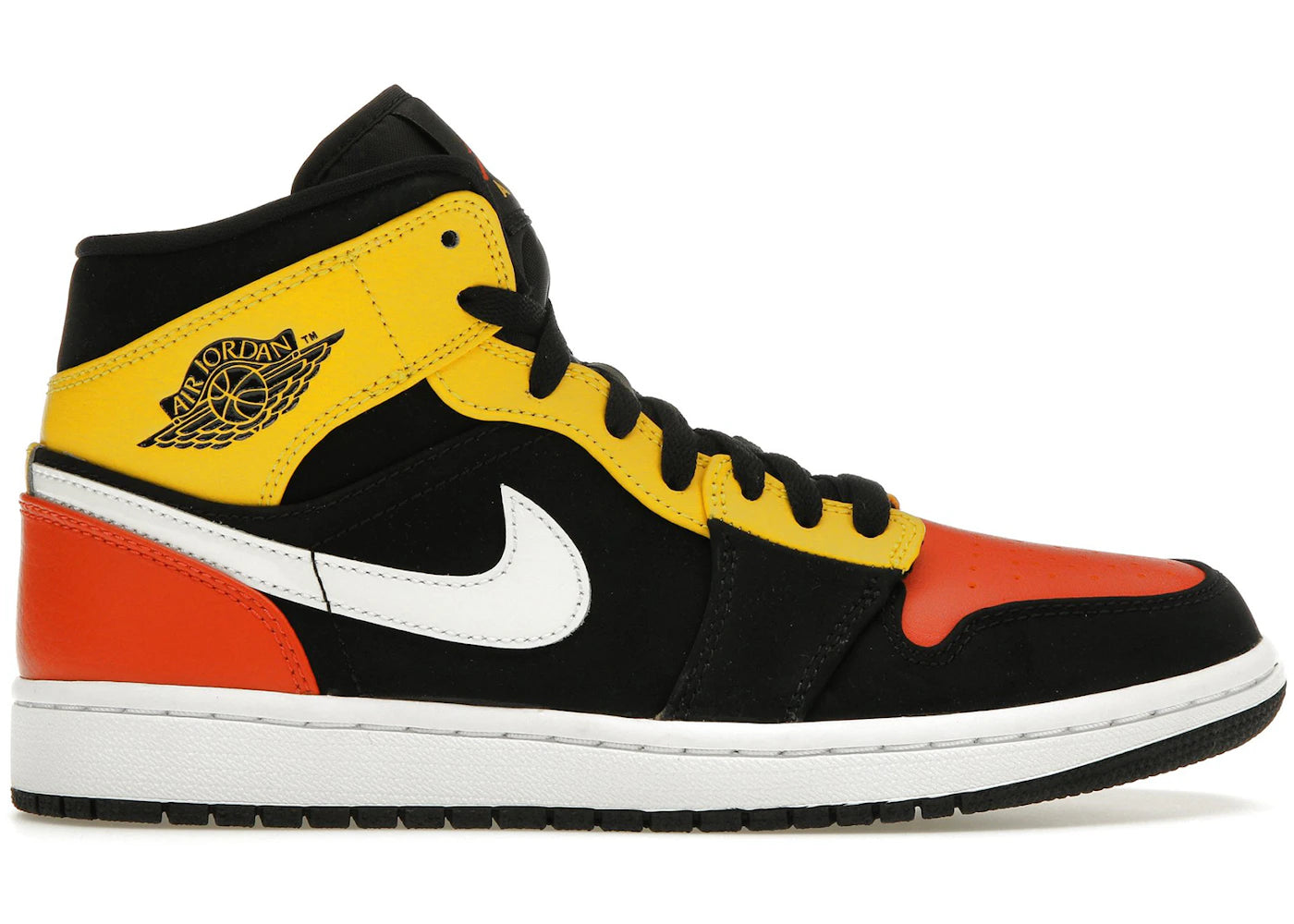 Jordan 1 Mid Black Amarillo Orange