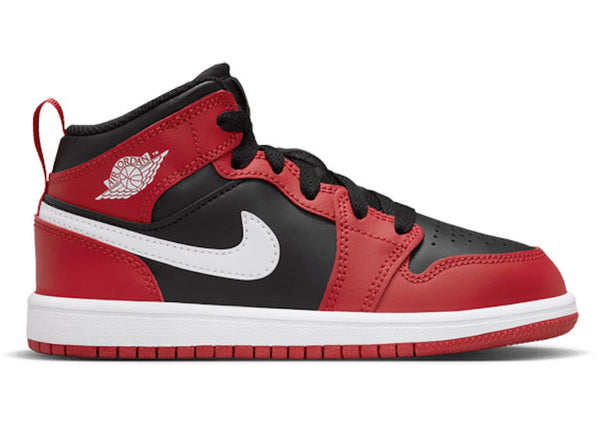 Jordan 1 Mid Black Gym Red (PS) sneakers - authentic Jordan shoes