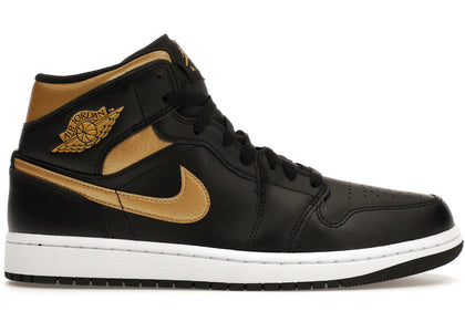 Jordan 1 Mid Black Metallic Gold - authentic Jordan sneakers