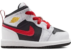 Jordan 1 Mid Black White Speed Red (TD)