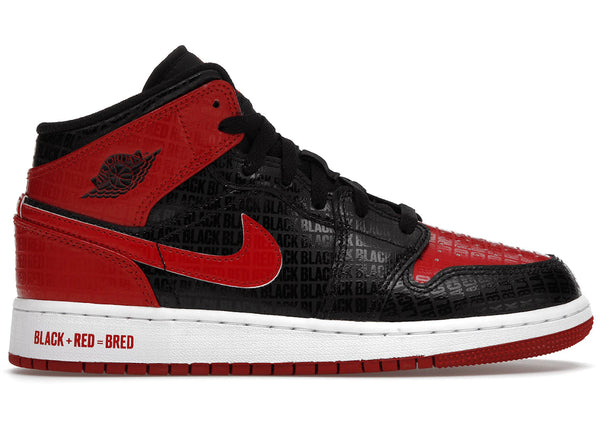 Jordan 1 Mid Bred Text (GS) sneakers - authentic Jordan shoes