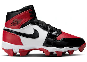 Jordan 1 Mid Cleat Patent Bred Toe (GS) - authentic Jordan sneakers