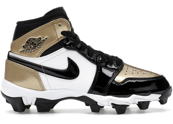 Jordan 1 Mid Cleat Patent Gold Toe (GS) sneakers - authentic Jordan shoes