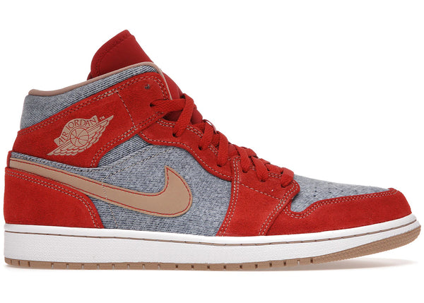 Jordan 1 Mid Denim Red sneakers - authentic Jordan shoes