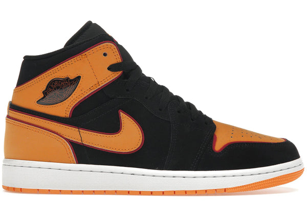Jordan 1 Mid Fat Tongue Black Orange sneakers - authentic Jordan shoes
