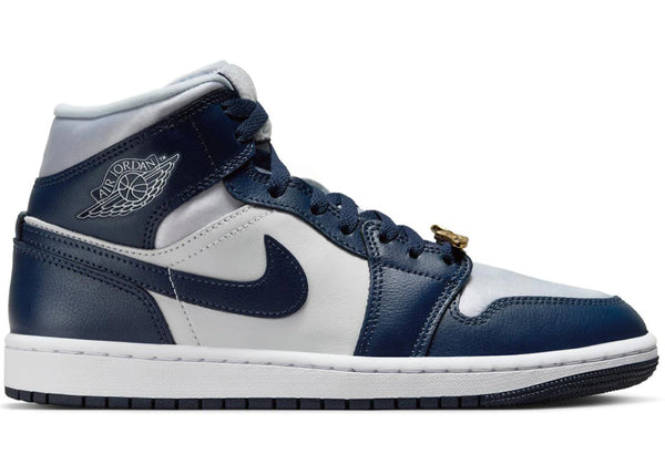 Jordan 1 Mid Football Grey White Midnight Navy (Women's) sneakers - authentic Jordan shoes