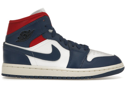 Jordan 1 Mid French Blue Gym Red (Women's) - authentic Jordan sneakers