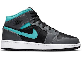 Jordan 1 Mid Grey Aqua (GS) - vue 360