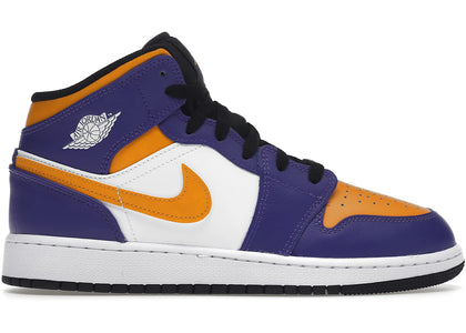 Jordan 1 Mid Lakers (2022) (GS) - authentic Jordan sneakers